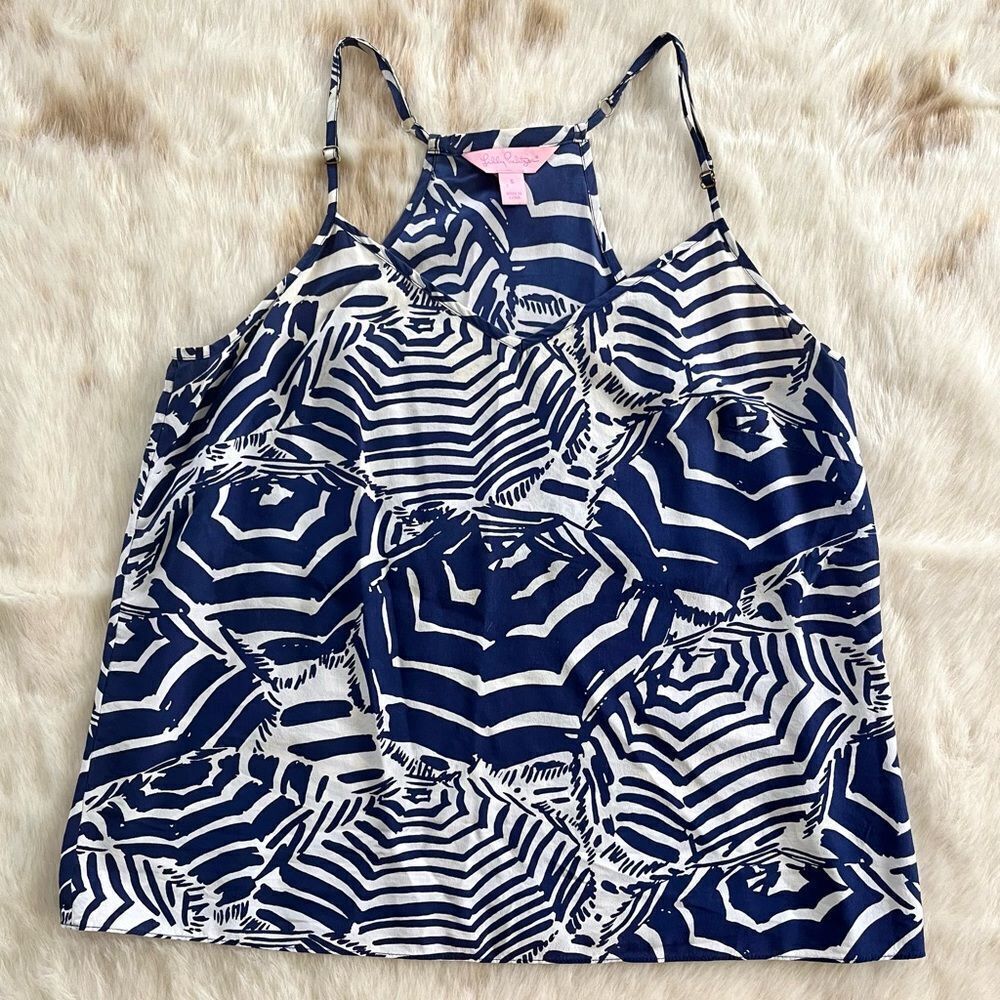 Lilly Pulitzer Silk Dusk Umbrellas Tank Top‎